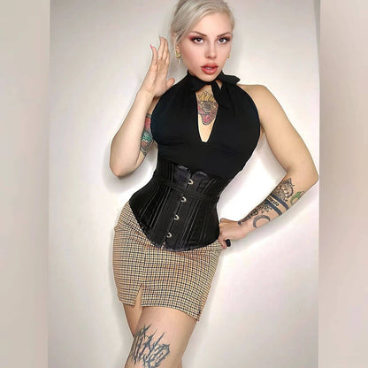 24-Steel-Bones Classic Cotton Corset Heavy Duty Waist Trainer